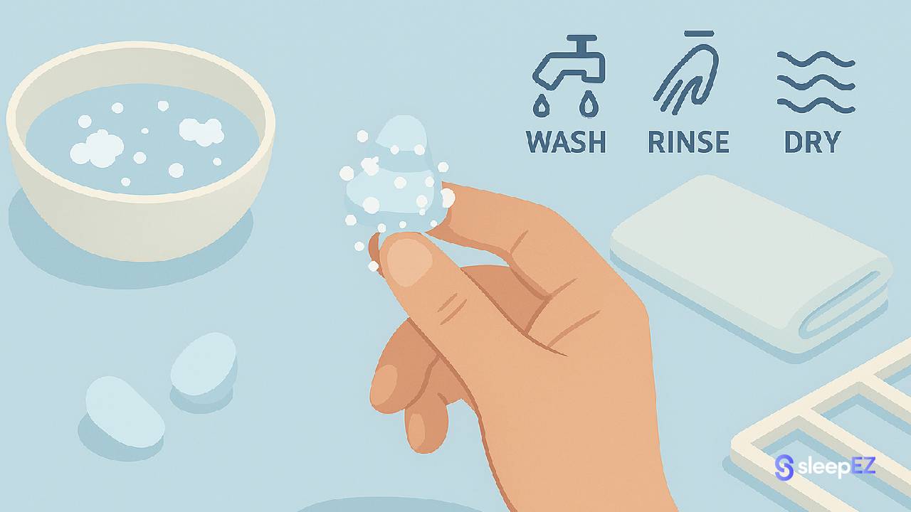 Cleaning reusable silicone earplugs with soap and water