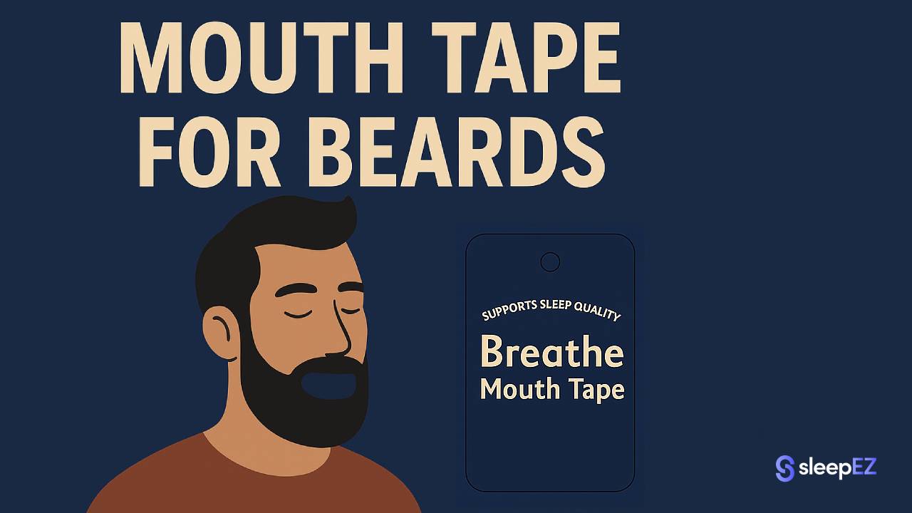 Man with beard sleeping with mouth tape